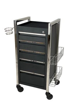 Twilight 5 Drawer Hairdressing Beauty Trolley - Chrome Frame - Click'n Clean Castor Wheels